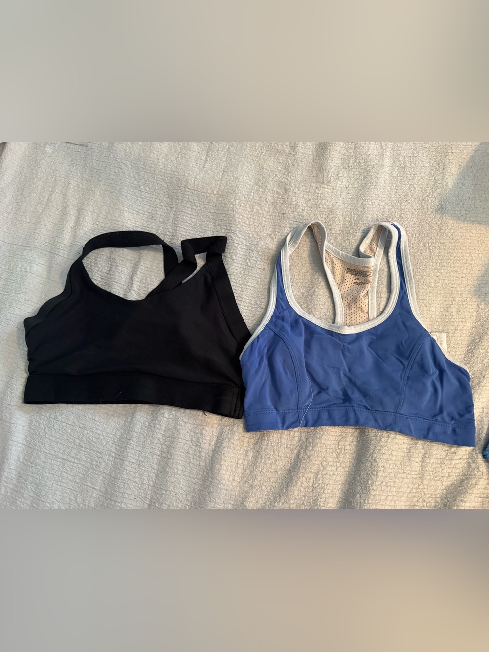 Women's Racerback Sports Bras - Black & Blue